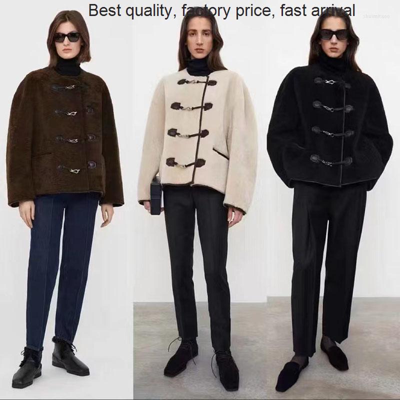 

Women' Fur Quality Women' Winter Sheepskin Coat In Thick High Environment-friendly Wool Overcoat Thermal Leather, Beige