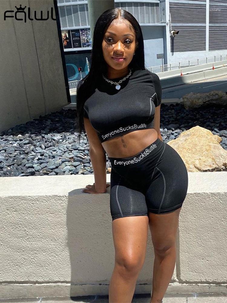 

Women' Tracksuits Summer Clothes Streetwear 2 Two Peice Sets Women Outfits Short Sleeve Crop Top Skinny Shorts Black Matching