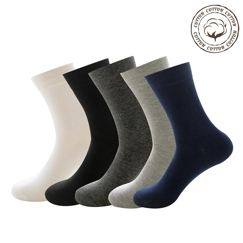 

Men's Socks 5 Pairs Solid Color Cotton Socs Men Business Casual Breathable Spring Winter Warm Male Crew Sock 2022 Set Absorb Sweat, Black