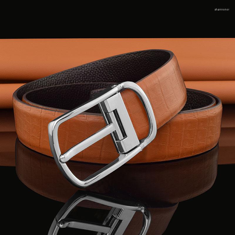

Belts High Quality Full Grain Leather Yellow Belt With Pin BBuckle Men's Name BeltCowskin Ceinture Homm, Black