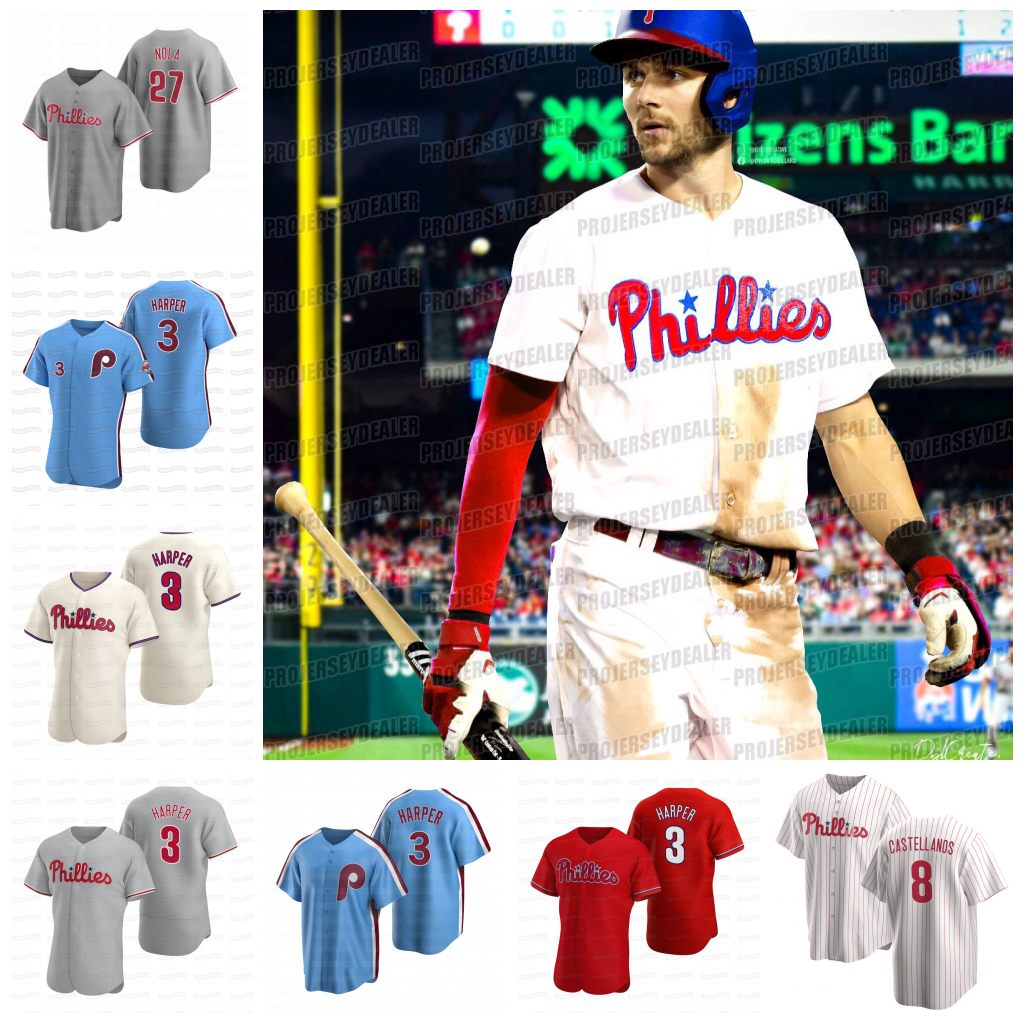 

Phillies Trea Turner Nick Castellanos 2022 Jersey Bryce Kyle Schwarber Harper J.T. Realmuto Matt Vierling Bohm Wheeler Rhys Hoskins Nola Philadelphia, Black youth s-xl