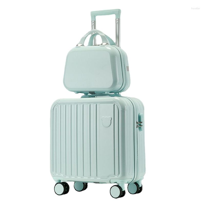 

Suitcases 18 Inch Boarding Case Travel Suitcase Set Female Student Luggage Trolley Password Box Small Kids Carry On Rolling