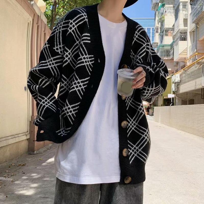 

Men's Sweaters Stylish Winter Sweater Coat Single-breasted Loose Anti-pilling Outerwear Men Autumn For Office, Black