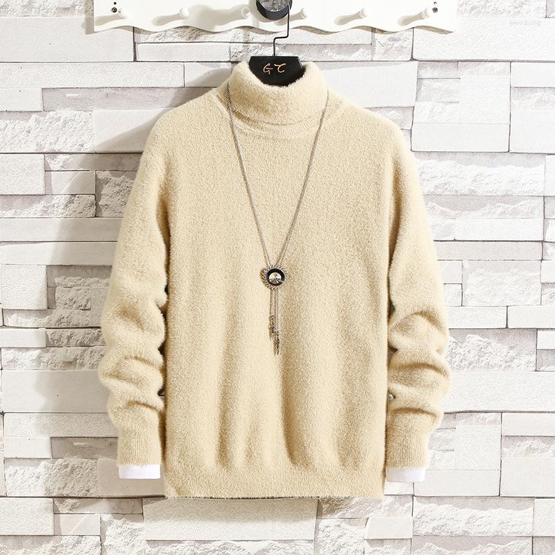 

Men's Sweaters Winter High-collar Sweater Men's Korean Version Of Solid Color Casual Bottoming Shirt Warm Knitted, Black