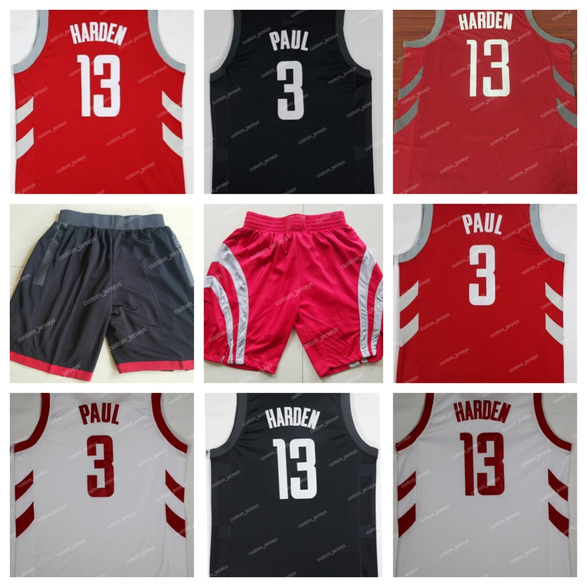 

Houston''Rockets''Men Jersey And Shorts 3 Chris Paul 13 James Harden Red And White Black And Shorts''NBA''Basketball Jerseys