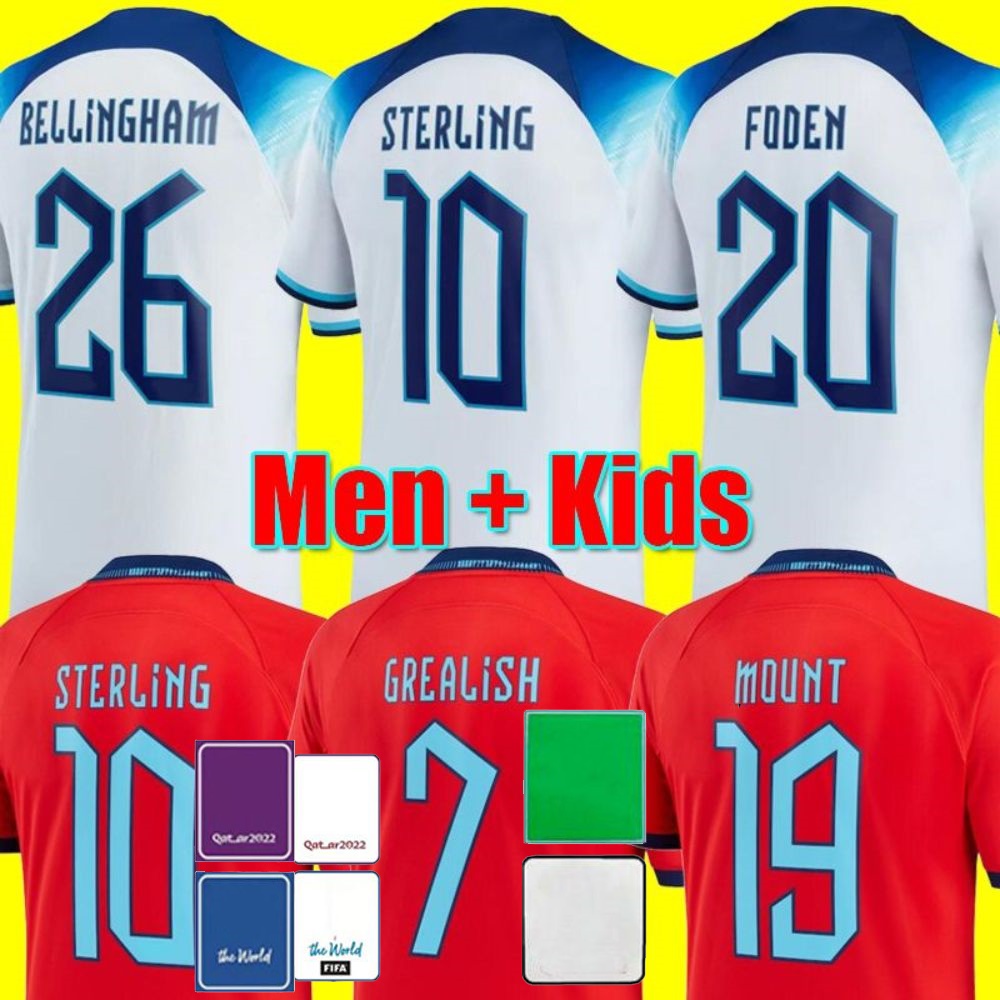 

2022 2023 World Cup KANE MEAD soccer jersey STERLING RASHFORD SANCHO GREALISH MOUNT FODEN SAKA 22 23 national eNGLanDS football shirt new men kids kit sets uniform, Kids +patch