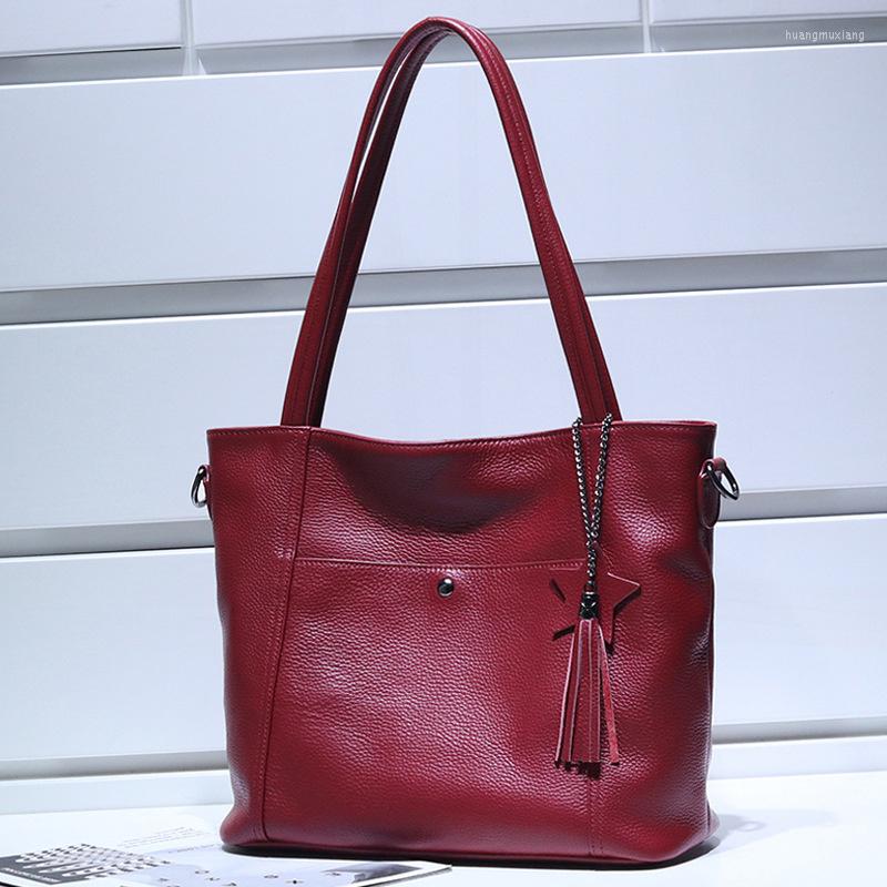 

Evening Bags High Quality Genuine Leather 2023 Top Cowhide Women's Shoulder Large Capacity Tote Bag Crossbody Handbag 0422, Black