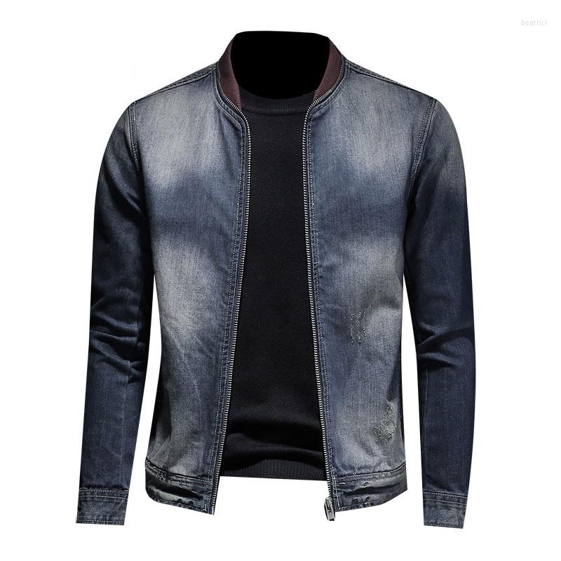 

Men's Jackets Casaco Jeans Masculino De Primavera Jaqueta Estilo Europeu Colorblock Bomber Azul Em Motocicleta Roupa Casual Sobr, Sky blue