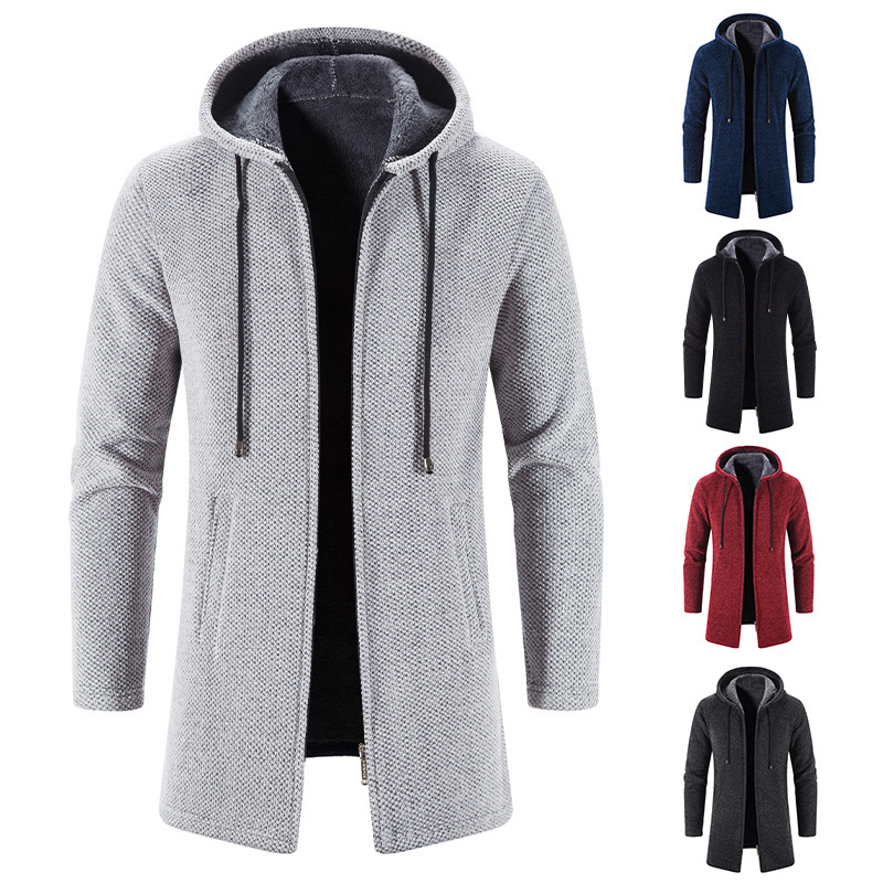 

Men's Sweaters Autumn/winter Long Coat Grab Cashmere Sweater Thick Warm Hooded Jumper Cardigan Fashion Solid Color Jacket 221206, Navy