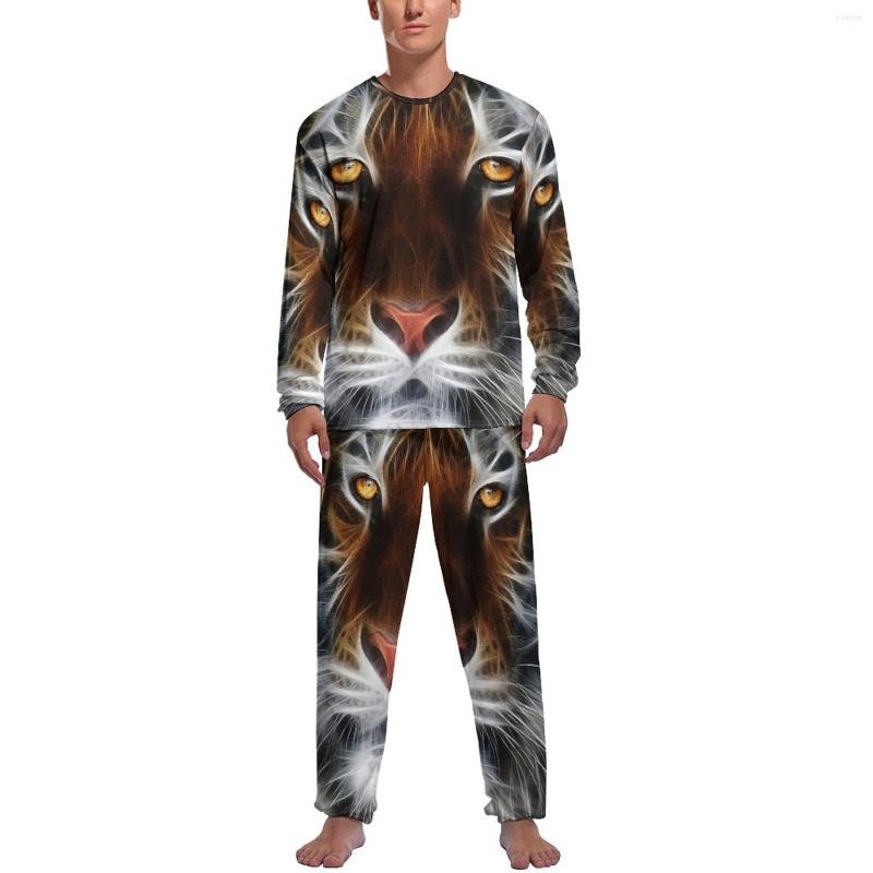 

Men' Sleepwear Cool Tiger Print Pajamas Long Sleeve Abstract Animal Art 2 Pieces Sleep Set Spring Men Design Cute Home Suit, Style-4