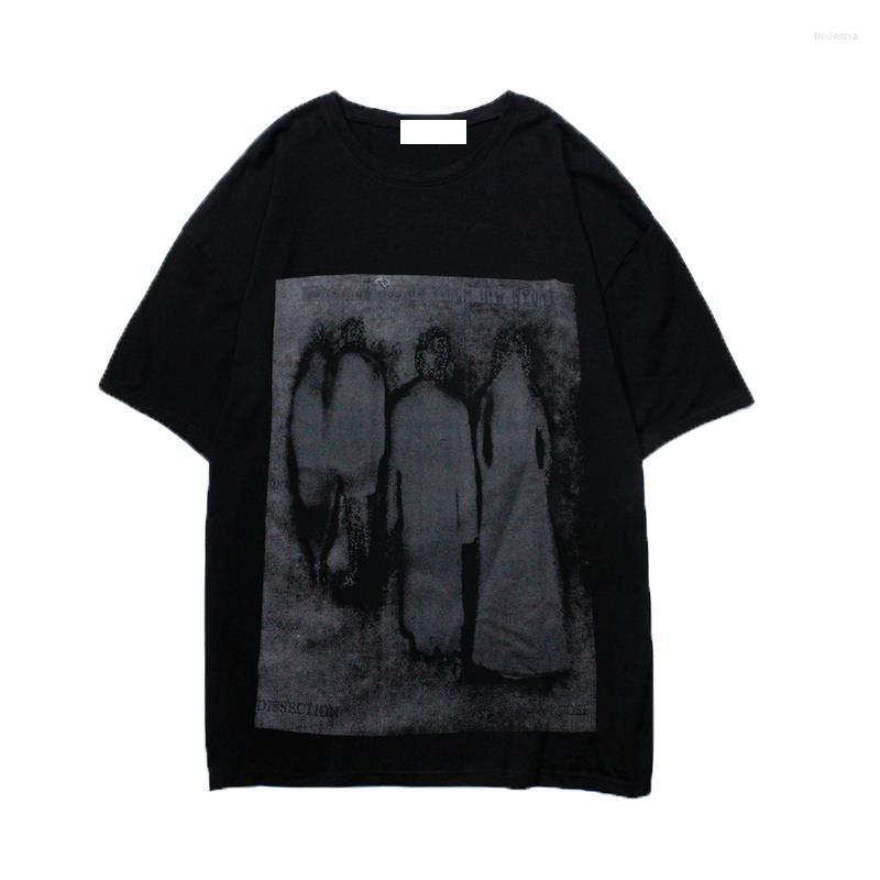 

Men's T Shirts 2022 Trend Street Dark Ghost Mystery Man Loose Short Sleeve Cotton T-Shirt, Black