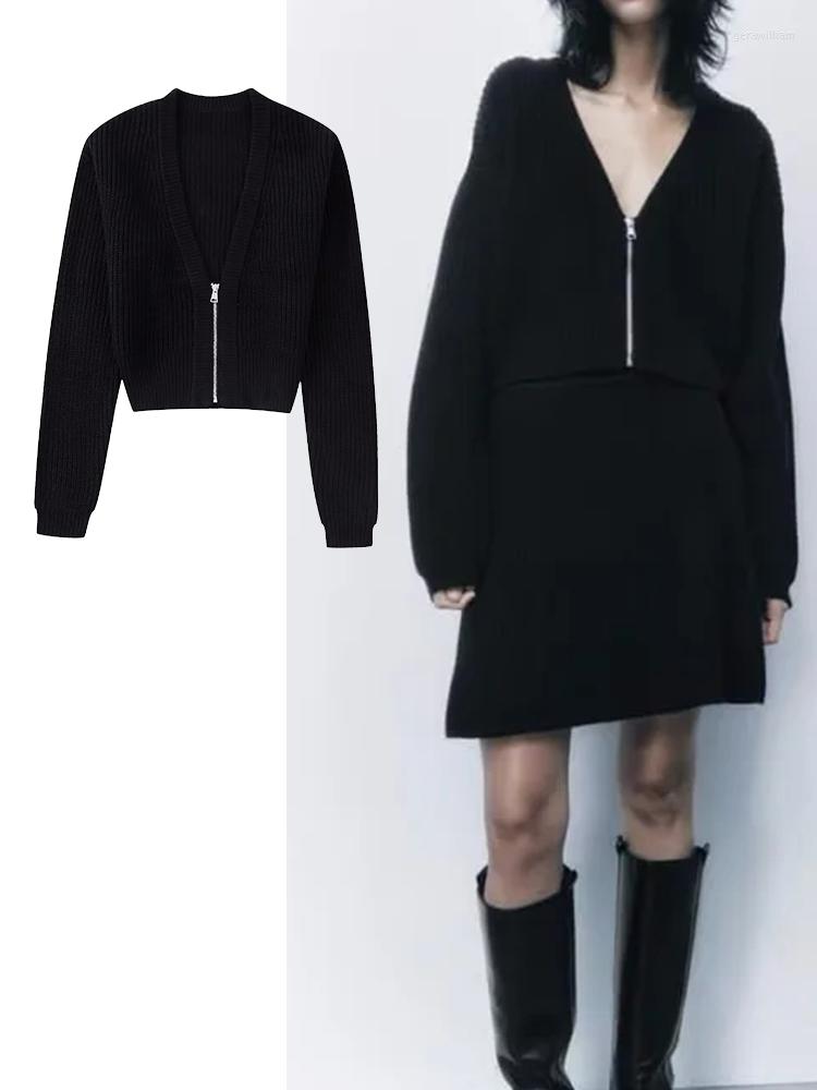 

Women' Knits 2022 Woman Knitted Sweater Cardigan Coat Fashion Zipper Sweaters Long Sleeve Autumn Casual Loose Top, Picture shown