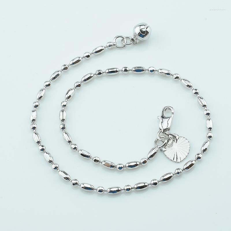 

Anklets 1pcs 1.5mm Bead Foots Women Girls White Gold Color 26cm Long Foot Chains