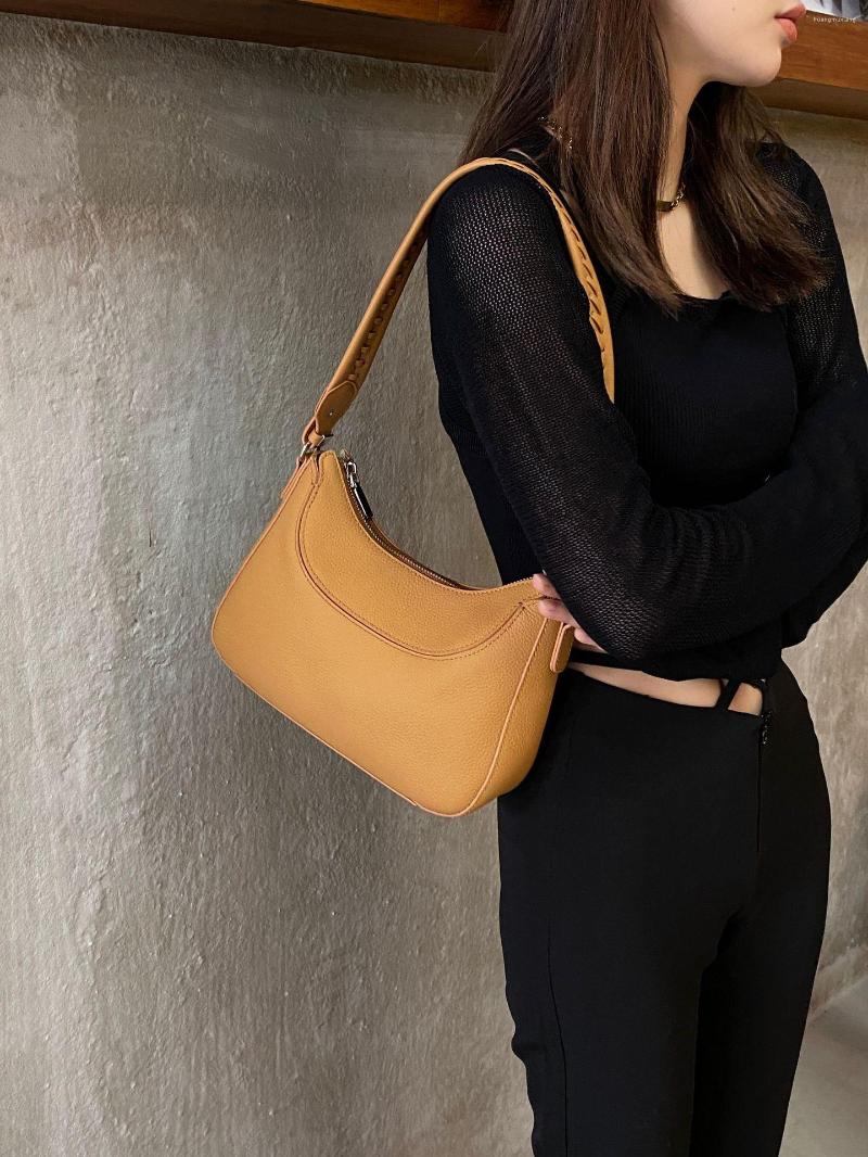 

Evening Bags High Quality Top Layer Cowhide Armpit 2023 Cross Body Hand Woven One Shoulder Bag For Women, Black