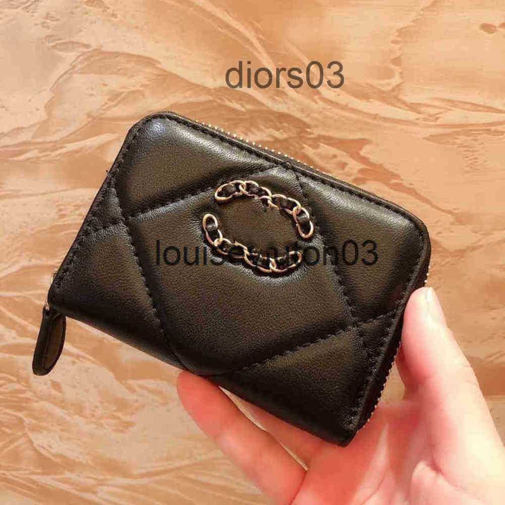 

Luxurious Channel Bag Wallet Woman Mens Mini New Chain Multi Card Embroidery Thread Soft Leather Zero Fashion Handbag Simple Small Wallet Matching Box, Black