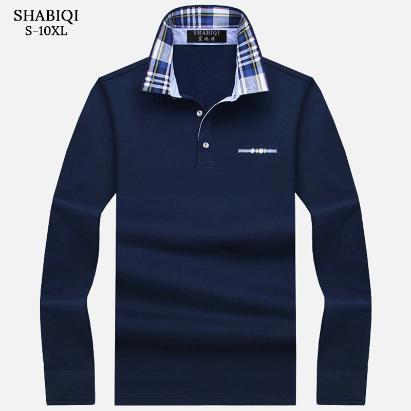

Men' Polos SHABIQI Brand Shirt Solid Long Sleeve Men Autumn Full Warm Casual Pocket Cotton Tops 6XL-10XL 221206, Long ivorywhite