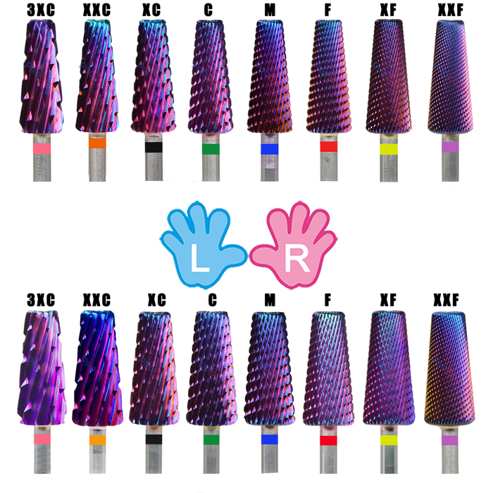 

Nail Art Equipment NAILTOOLS 4 IN 1 Carbide two hand 70 Large Medium Small 3 Size Purple Tungsten Carbide nail milling drill bits 60 221206