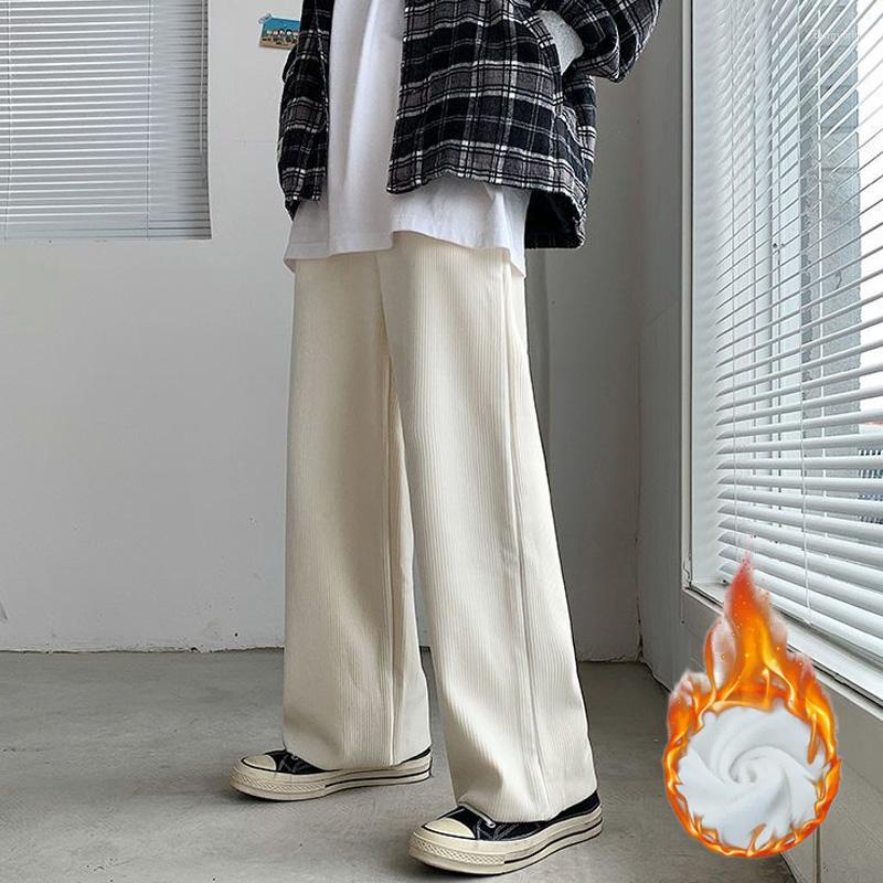 

Men's Pants Winter Sweatpants Men Corduroy Thick Wide Solid Baggy Trousers Plus Size Casual Bottoms Fashion Vintage Y2K Male Clothes, Beige thin