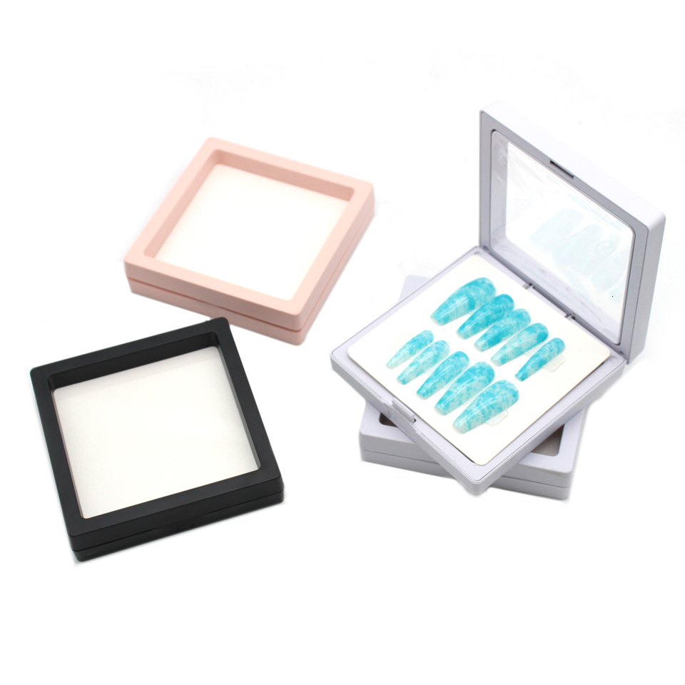 

Nail Practice Display 10Pcs Press on Nails Packaging Box PE Transparent Empty Box Card Paper Square Wholesale Nail Box Showing Shelf 9X9cm 221206