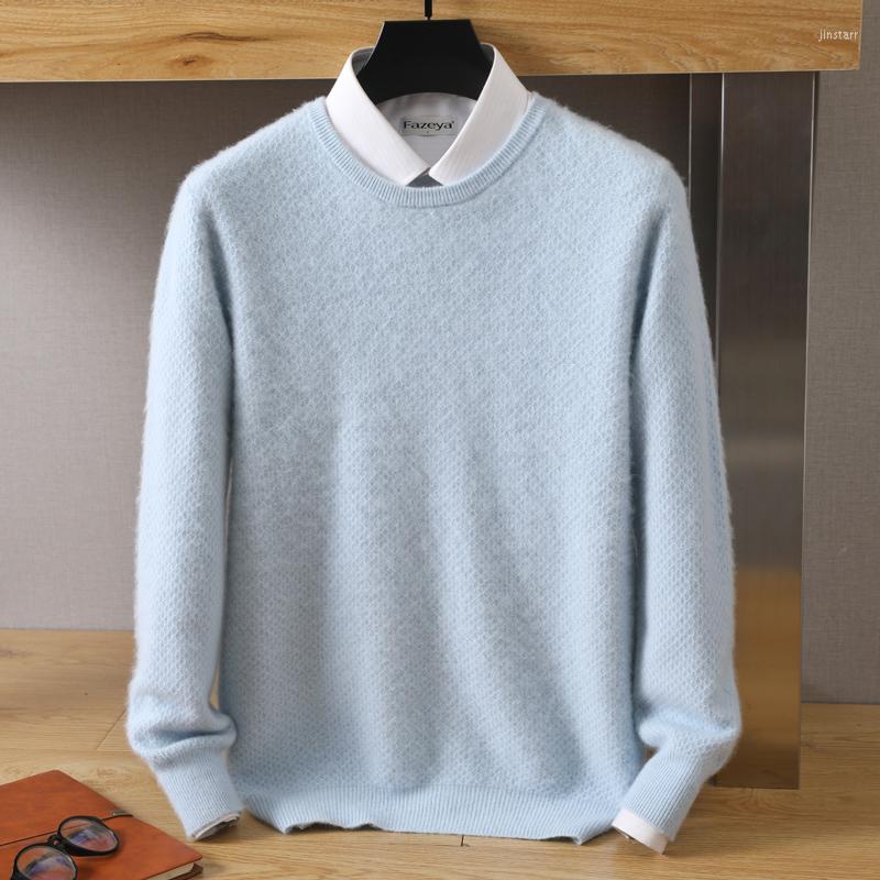 

Men' Sweaters MVLYFLRT Men Round Neck Diamond Small Square Solid Color Knitted Mink Fleece Sweater Pullover Casual Autumn Winter Fashion, Green
