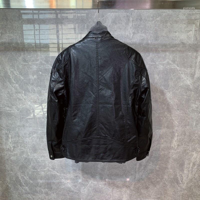 

Men's Jackets Autumn 2022 Winter Mens O-Neck Biker Jacket Fashion Korean Style Slim Vintage Zippers Solid Casual Black Male Outerwear