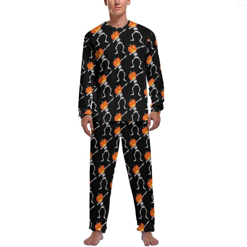 

Men's Sleepwear Dabbing Skeleton Pajamas Spring 2 Pieces Funny Halloween Soft Pajama Sets Men Long Sleeve Aesthetic Pattern Nightwear, Style-1