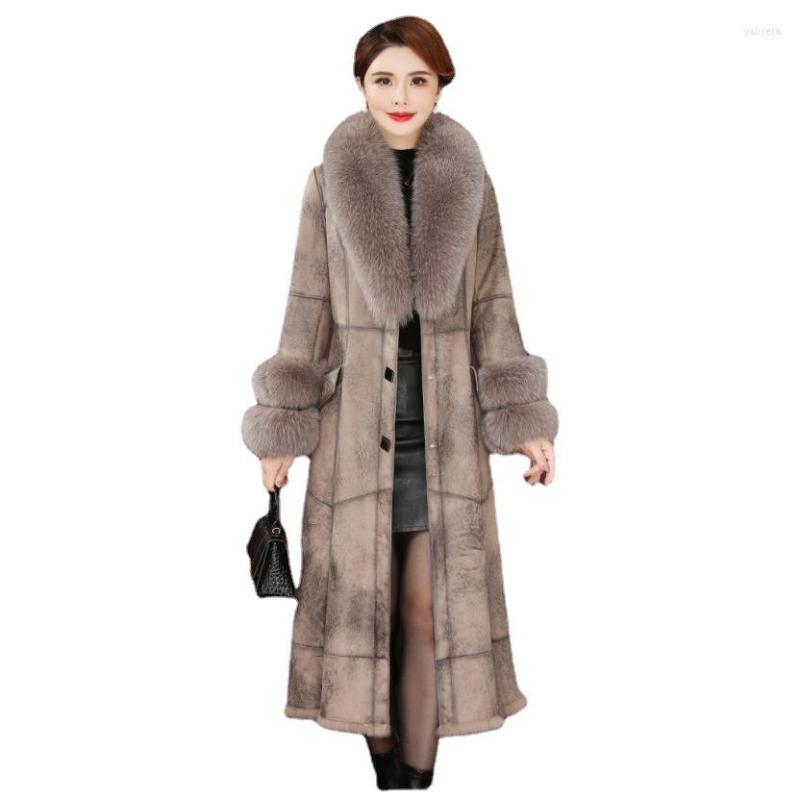 

Women's Fur Composite Integrated Long Coat Women's 2022 Winter Fashion Imitation Collar Slim Haining, Sleeve wool