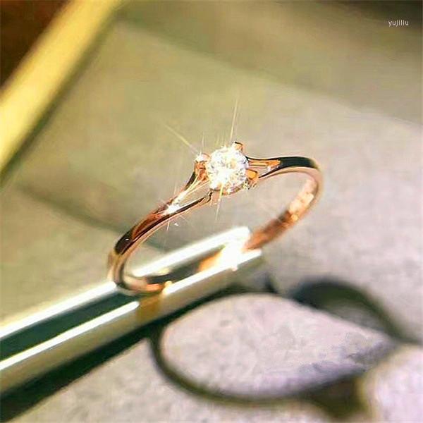 

Wedding Rings Milan Girl Crystal Zircon Ring Cute Small Silver Rose Gold Finger Women's Commitment Engagement Simple Fashion Jewelry