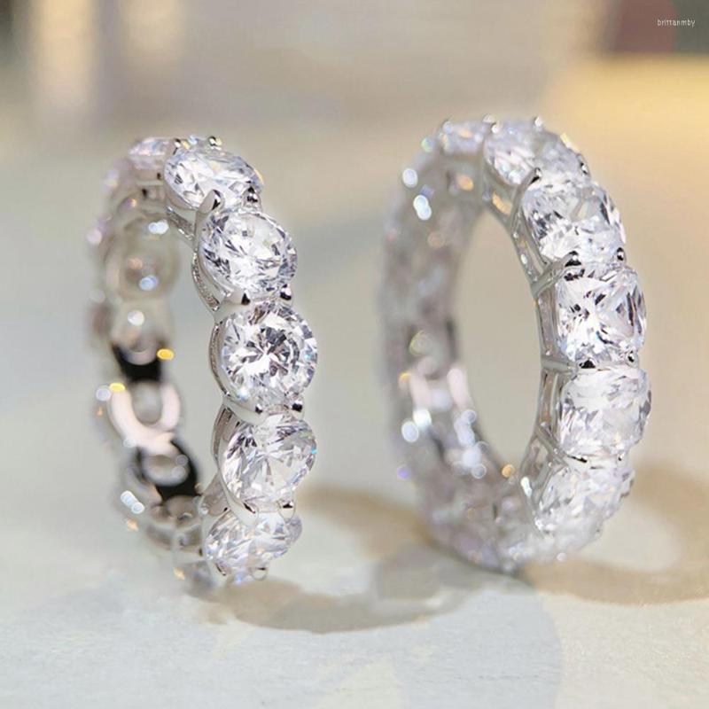

Cluster Rings WPB S925 Sterling Silver Women Diamond Ring High Carbon Diamonds 0.8ct Luxury Jewelry Girl Wedding Gift Trend