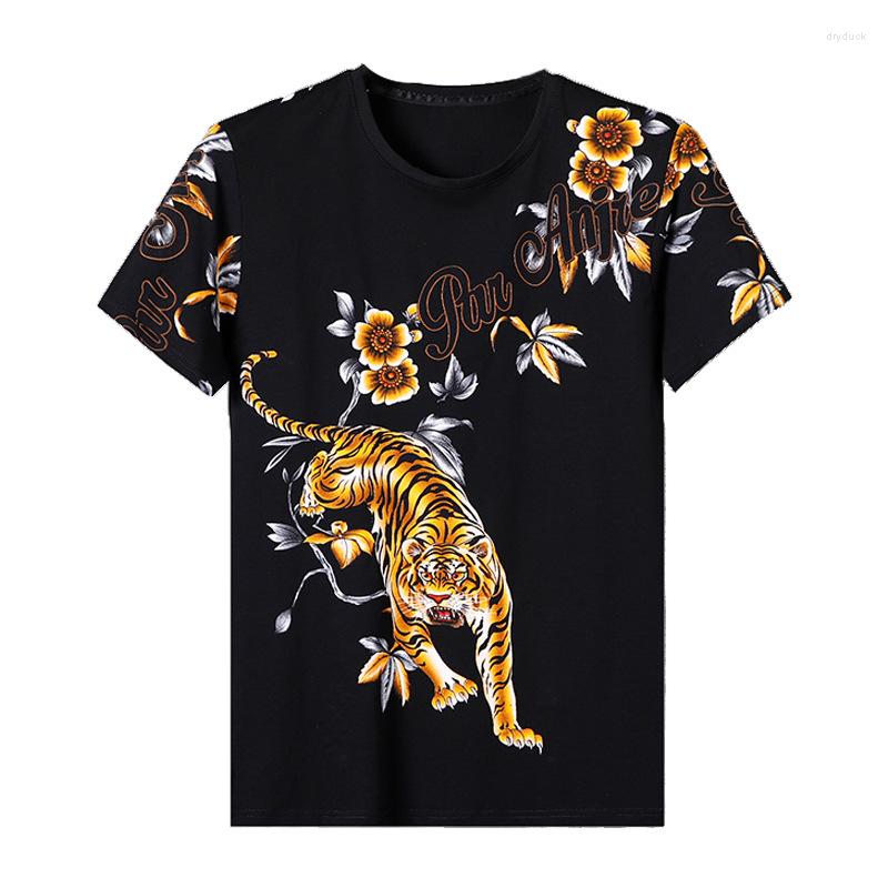 

Men's T Shirts Chinese Style Tiger Pattern Fashion Luxury Short Sleeved Tees Tops Summer 2022 Quality Cotton Soft Skin-Friendly Shirt Men, Picture shown