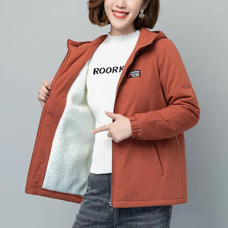

Women's Jackets Winter Plus Fleece Jacket Women 2022 Spring Autumn Loose Large Size 5XL Coat Female Hooded Windbreaker Outerwear, Khaki