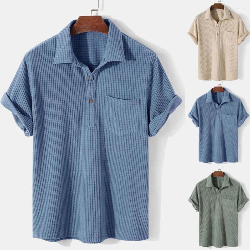 

Men's Casual Shirts Trendy Summer T-shirt Streetwear Shirt Solid Color Button Comfortable Men, Apricot