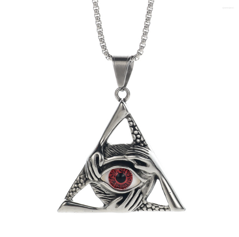 

Pendant Necklaces Stainless Steel Devil's Eye Long Necklace Titanium Mythical Triangle Movement Retro