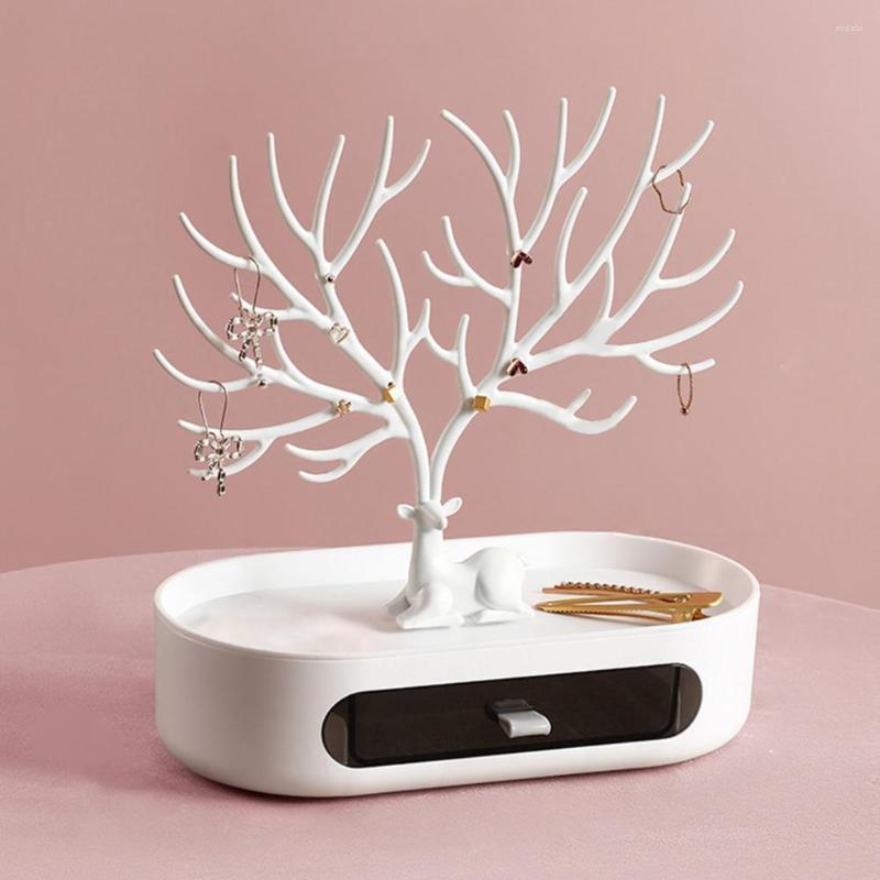 

Jewelry Pouches Drawer Earrings Necklace Ring Pendant Bracelet Display Stand Tray Earring Storage Box Antler Rack