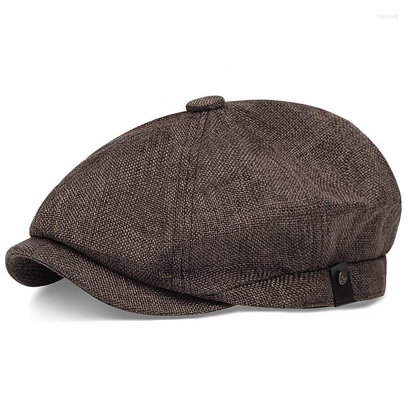 

Berets 2022 Men's Linen Octagon Sboy Hat Outdoor Casual Versatile Beret, Black