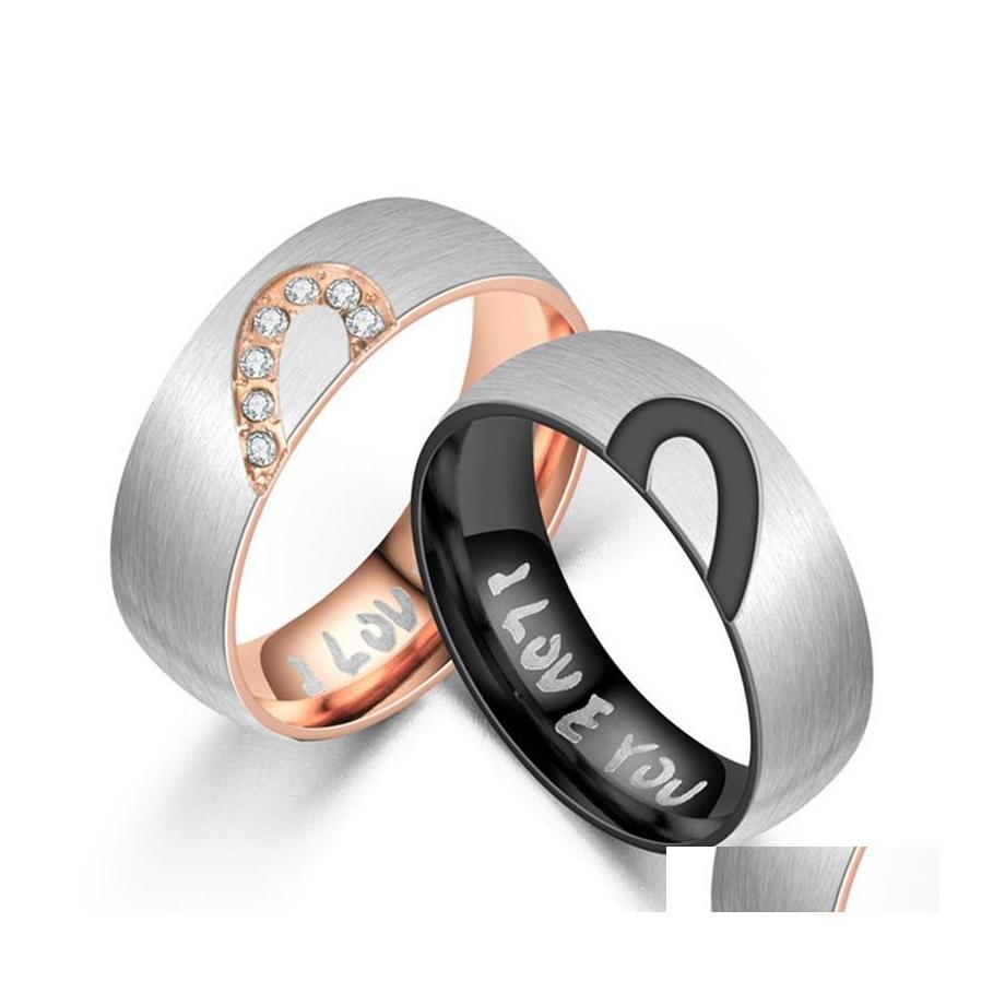 

Couple Rings 2021 Couple Rings European And American Half Peach Mood I Love You C3 Drop Delivery Jewelry Ring Dhwx2