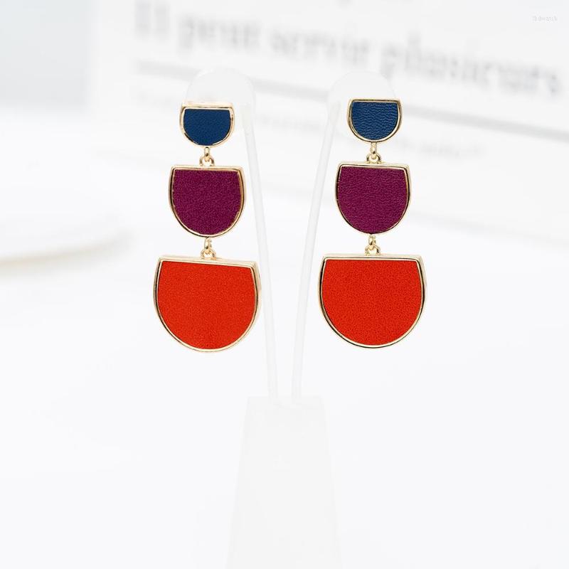 

Dangle Earrings Gold Plated Earring Alloy Layout Colors Leather Cute Drop Statement