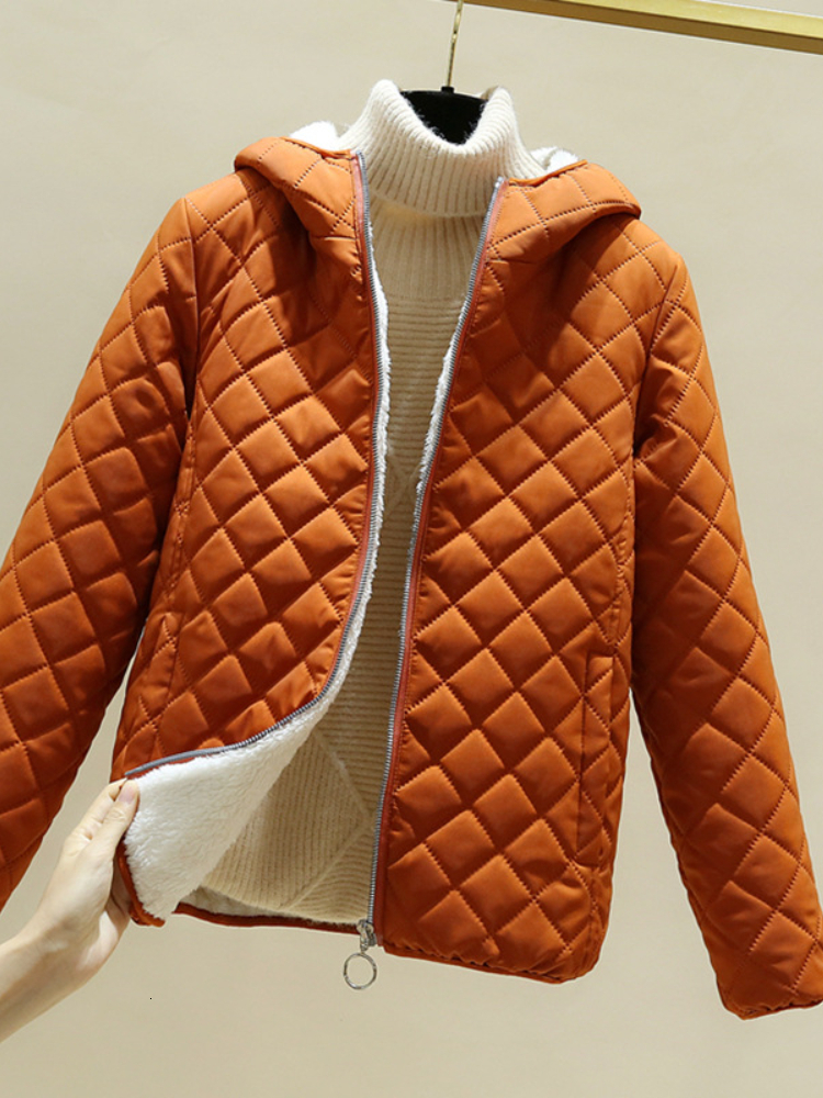 

Women s Down Parkas Winter Clothing Fashion Metal Zipper Hooded Plaid Cotton Coat Thickened Stand Collar Jacket Thick 221206, Sky blue