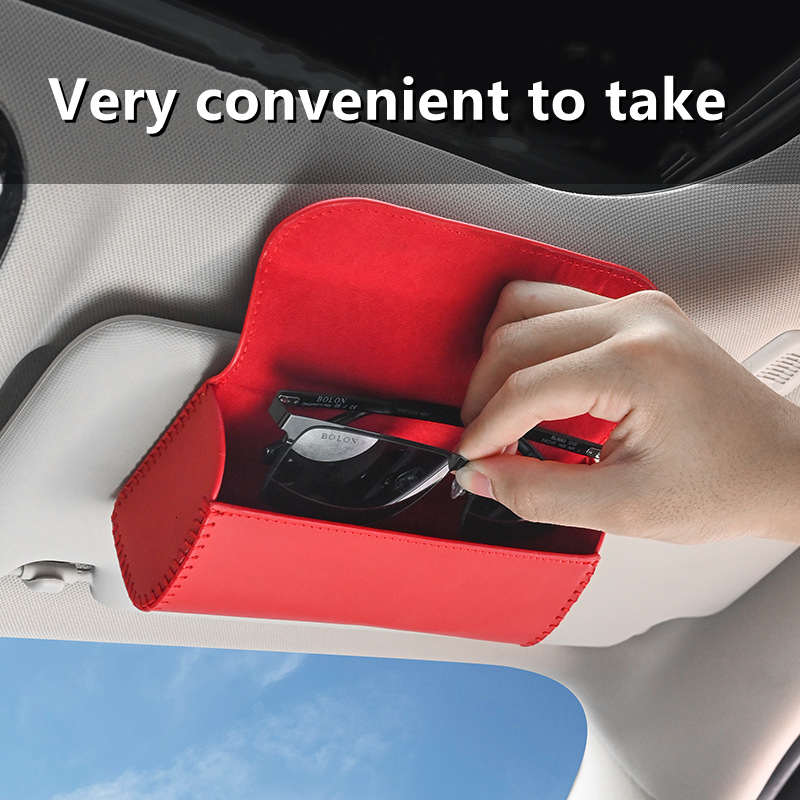 

Sunglasses Cases Car Visor Case Clip Hanger Magnetic Fastener Holder PU Leather Storage Box Eyeglasses Interior 221207