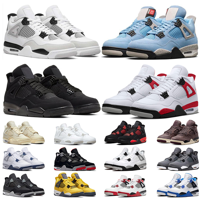 

mens basketball shoes 4s x sail mens trainers Military Black Cat Red Thunder University Blue Violet Ore Bred Midnight Navy womens men sports sneakers, 18