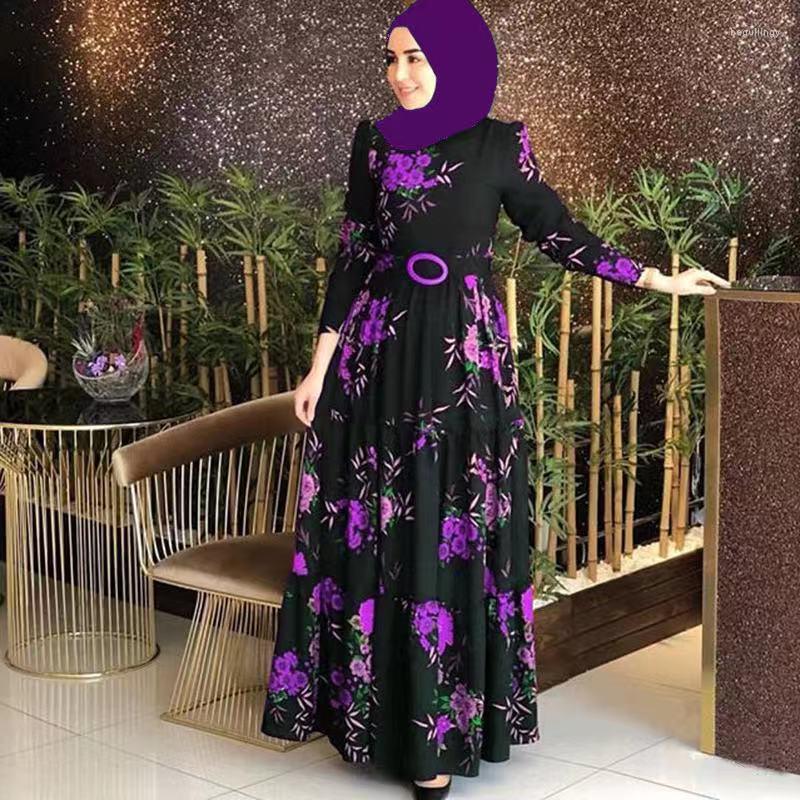 

Ethnic Clothing Muslim Women Customized Islamic Fashion Floral Printed Long Multi-Color Dress Abaya Robe