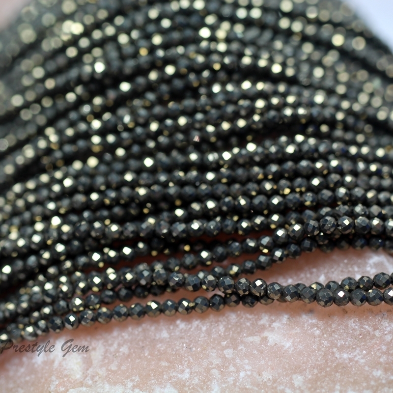

Beaded Necklaces Meihan 5 strandsset natural 2mm Pyrite Faceted round stone loose beads for jewelry diy making 221206