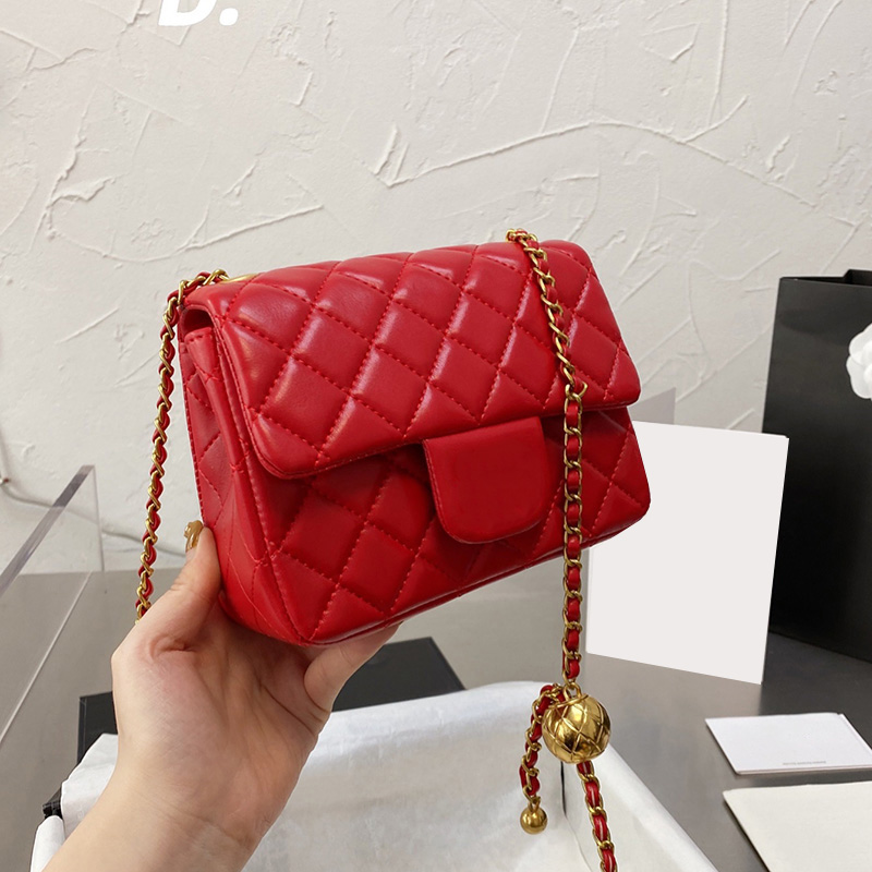 

French Womens Classic Mini Flap Sqaure Bags Quilted Matelasse Chains Adjustable Shoulder Strap Gold Ball Metal Famous Designer Luxury Handbag 17CM Outdoor Sacoche, Box