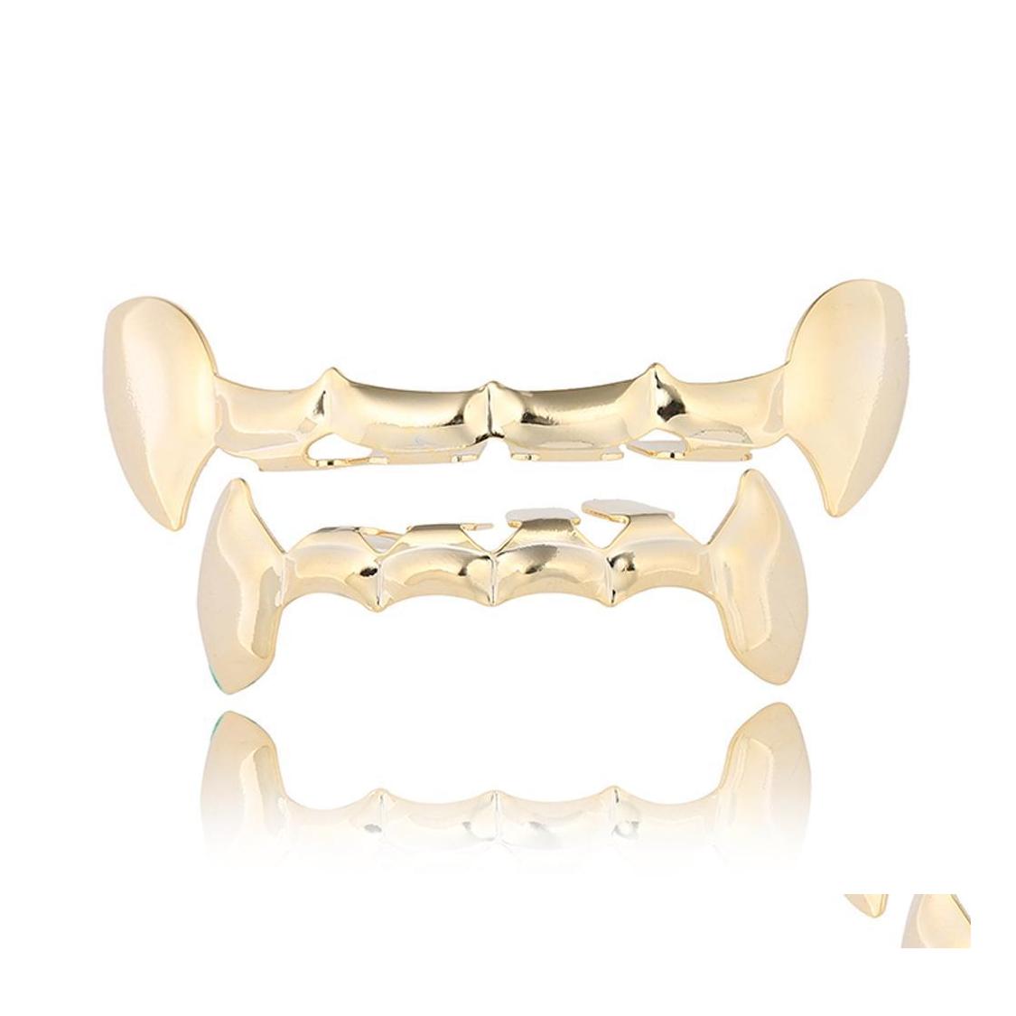 

Grillz Dental Grills Hip Hop Gold Plated Singer Star Hiphop Fangs Teeth Grillz Top Bottom Halloween Party Gift Dental Decorative Br Dhljs