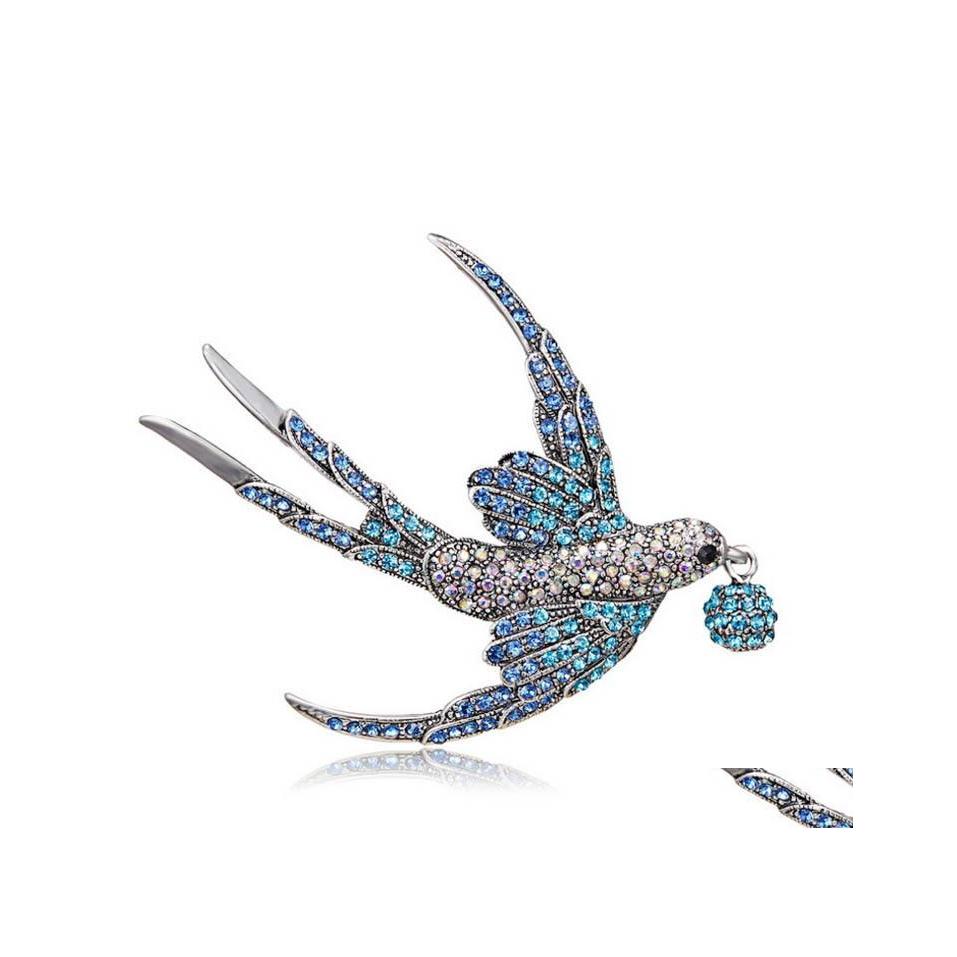 

Pins Brooches Fashion Women Elegant Swallow Brooch Inlaid With Zircon Rhinestones Creative Wild Animal Chest Ornament Gift Drop Del Dhfbo