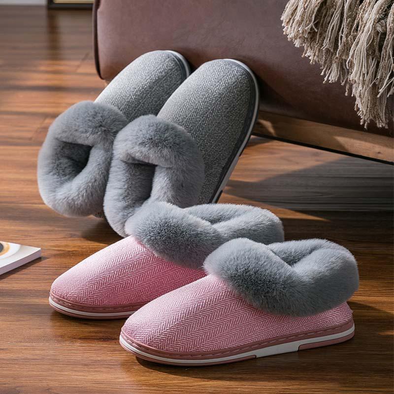 

Slippers Women Slipper Man Home Plush Winter Floor Unisex Thick Platform Footwear Warm Cotton Boots Flip Flops Men Snow, Man grey
