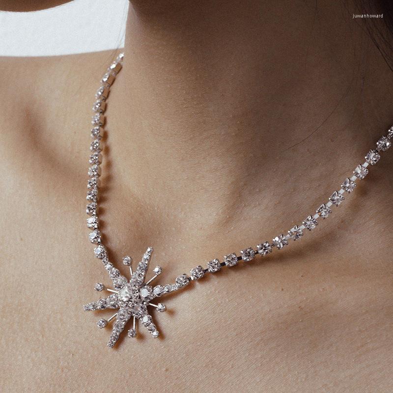 

Choker Fashion Hexagonal Star Rhinestone Necklace Wedding For Women Y2k Accessories Vintage Crystal Bridal Jewelry Gift