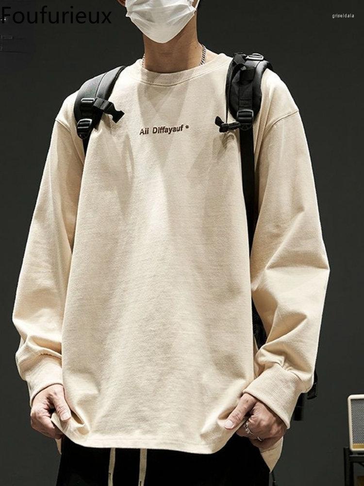 

Men's T Shirts Foufurieux Men Oversized Spring Autumn T-shirt 2022 Mens Korean Fashions Harajuku Male Japanese Streetwear Clothing, White