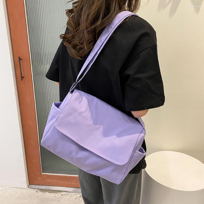 

Evening Bags Oxford Cloth Shoulder For Women Casual Crossbody Messenger Solid Color Travel Tote Bag Ladies Bolsas Femininas In, Purple