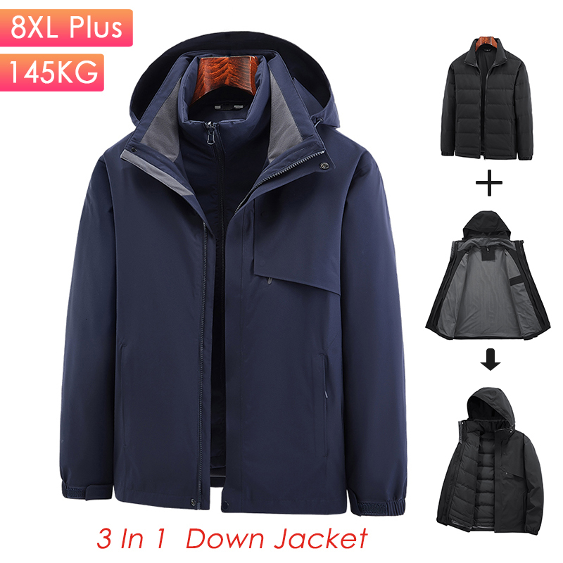 

Mens Down Parkas 8XL Plus Size Women Winter Warm 90% White Duck Jacket Coat Parka Casual Outfit Waterproof Hat 221207, Gray